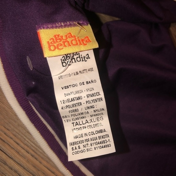 NWOT Agua Bendita Striped Purple & White Bikini Top Bralet Sz XL - Picture 3 of 3